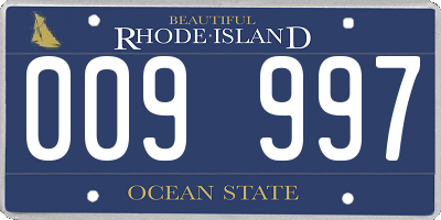 RI license plate 009997