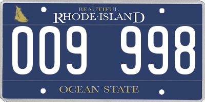 RI license plate 009998