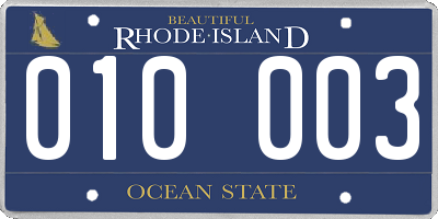 RI license plate 010003