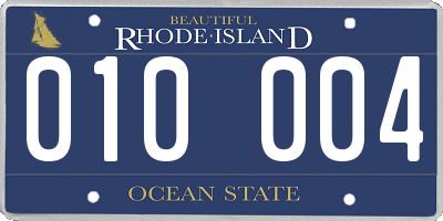 RI license plate 010004