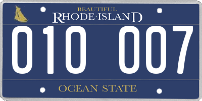 RI license plate 010007