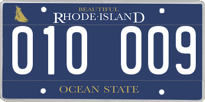 RI license plate 010009