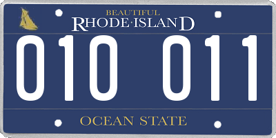 RI license plate 010011