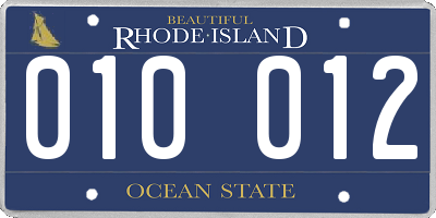 RI license plate 010012