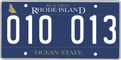RI license plate 010013