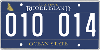 RI license plate 010014