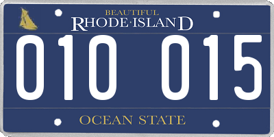 RI license plate 010015