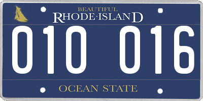 RI license plate 010016