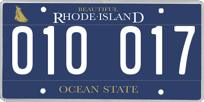 RI license plate 010017