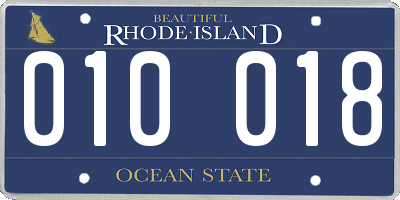RI license plate 010018