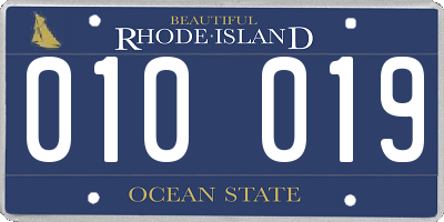 RI license plate 010019