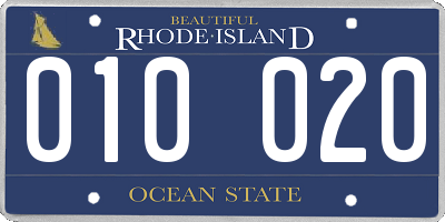 RI license plate 010020