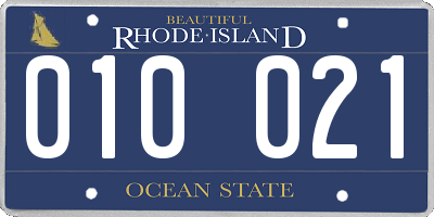 RI license plate 010021