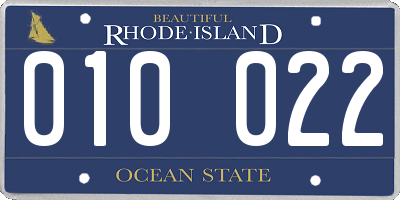 RI license plate 010022