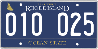 RI license plate 010025