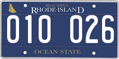 RI license plate 010026