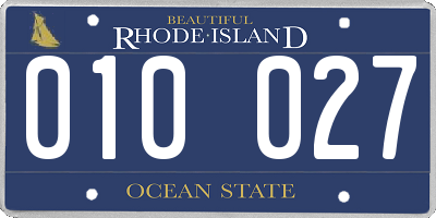 RI license plate 010027