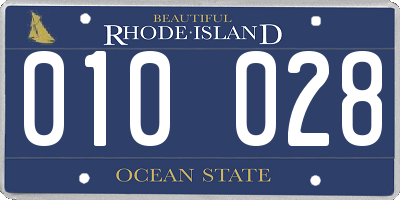 RI license plate 010028