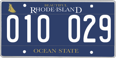 RI license plate 010029