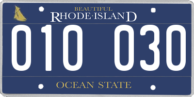RI license plate 010030