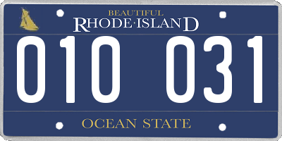 RI license plate 010031
