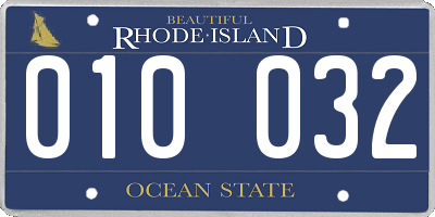 RI license plate 010032