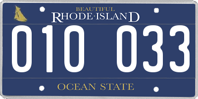 RI license plate 010033