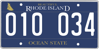 RI license plate 010034