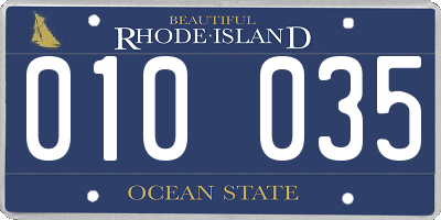 RI license plate 010035