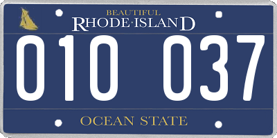 RI license plate 010037