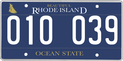 RI license plate 010039