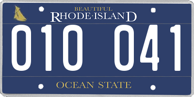RI license plate 010041
