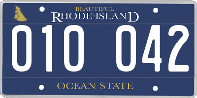 RI license plate 010042