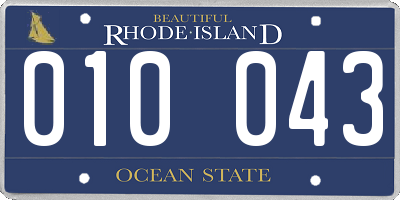 RI license plate 010043