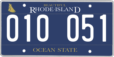 RI license plate 010051