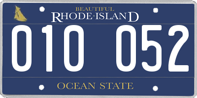 RI license plate 010052