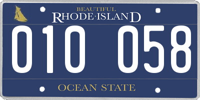 RI license plate 010058