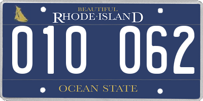 RI license plate 010062