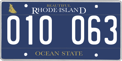 RI license plate 010063