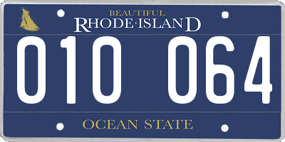 RI license plate 010064