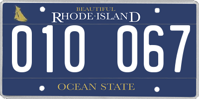 RI license plate 010067