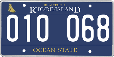 RI license plate 010068