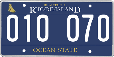 RI license plate 010070