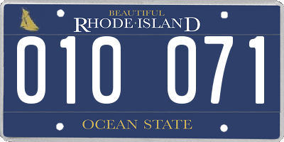 RI license plate 010071