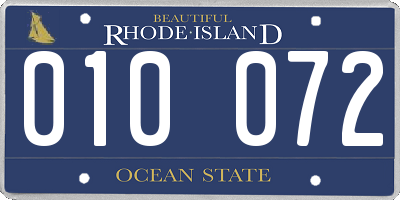RI license plate 010072