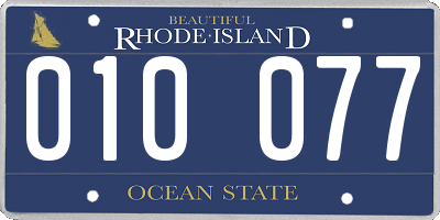 RI license plate 010077