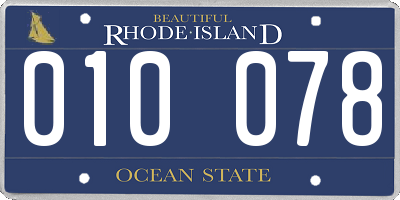 RI license plate 010078