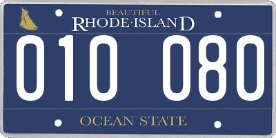RI license plate 010080