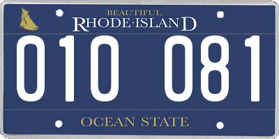 RI license plate 010081