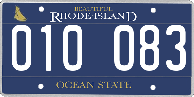 RI license plate 010083
